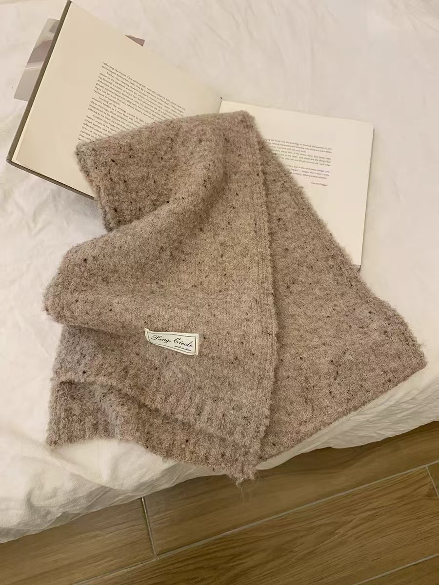 K002 High quality~wool blended knitted twist solid color thickened soft waxy scarf for women autumn and winter versatile couple neck scarf