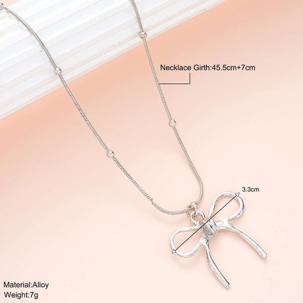 New light Instagram niche women's bow with high-end feel creative summer wear matching necklace