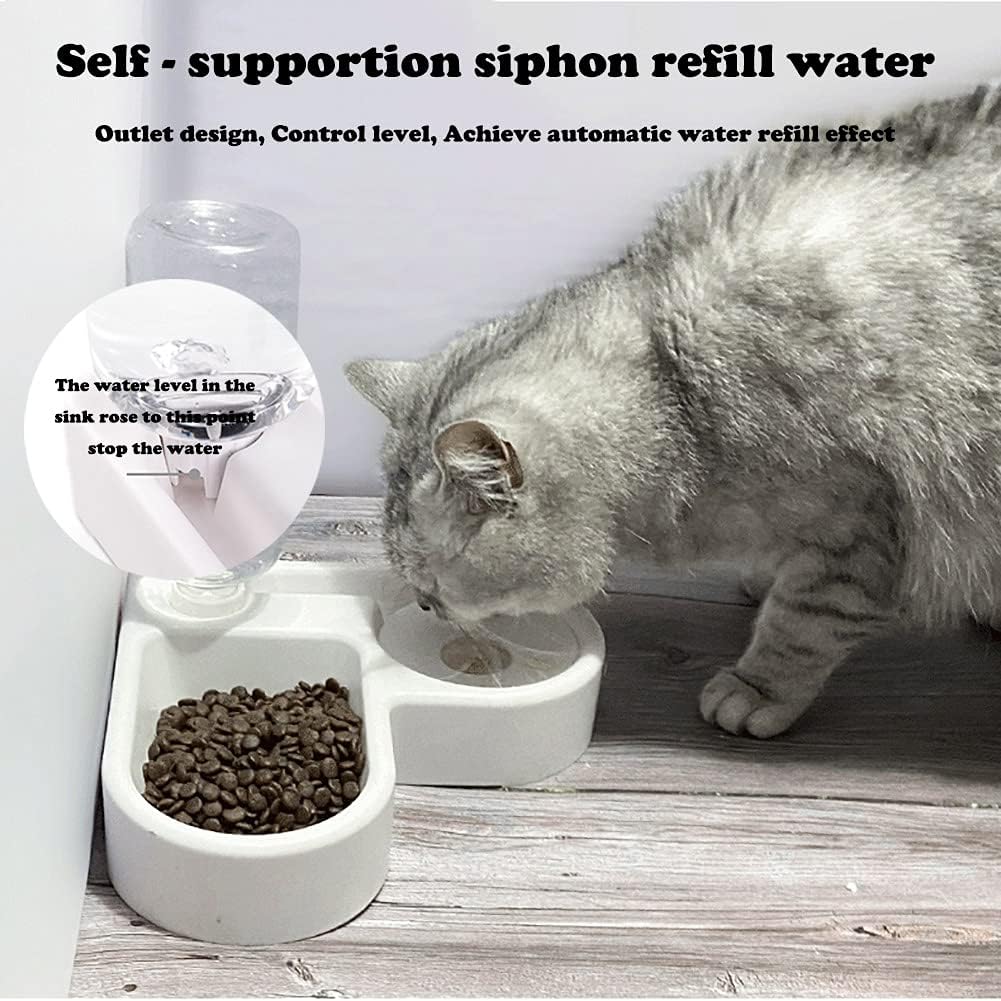 2026 New Double Dog Cat - Pet Water Food Bowl Set With Automatic Water Bottle, Pet Feeding Bowl Suitable For Cats And Small Dogs Free Shipping