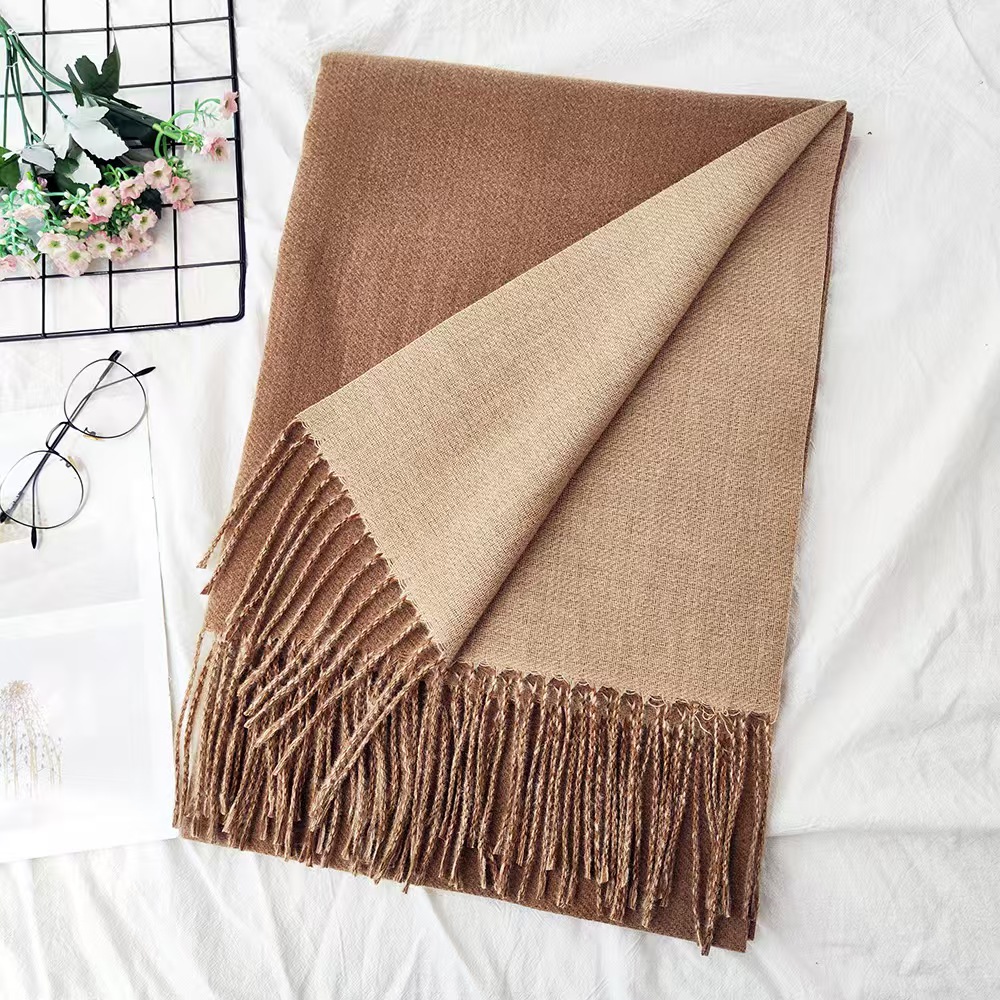 K009 Thickened solid color double-sided imitation cashmere scarf autumn and winter atmosphere women's high-end sense all-match men's neck wa