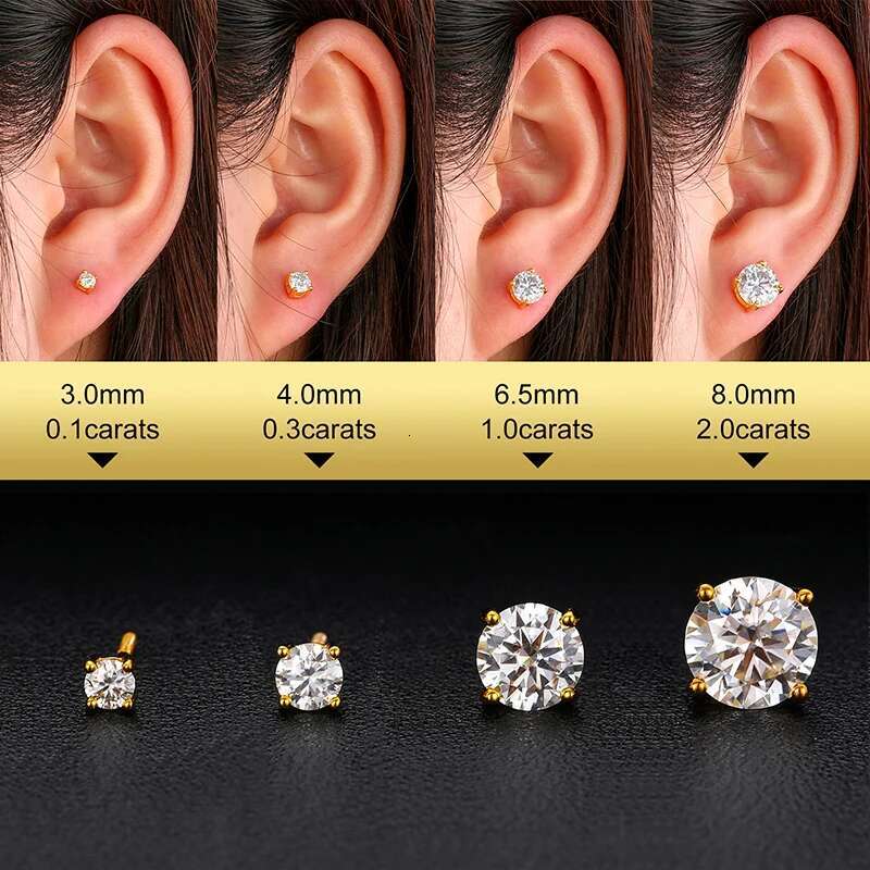 TUHE Unisex Classic Round Moissanite Earring For Jewelry 5MM/6MM/7/MM Sier Fashion Earrings Women Gift