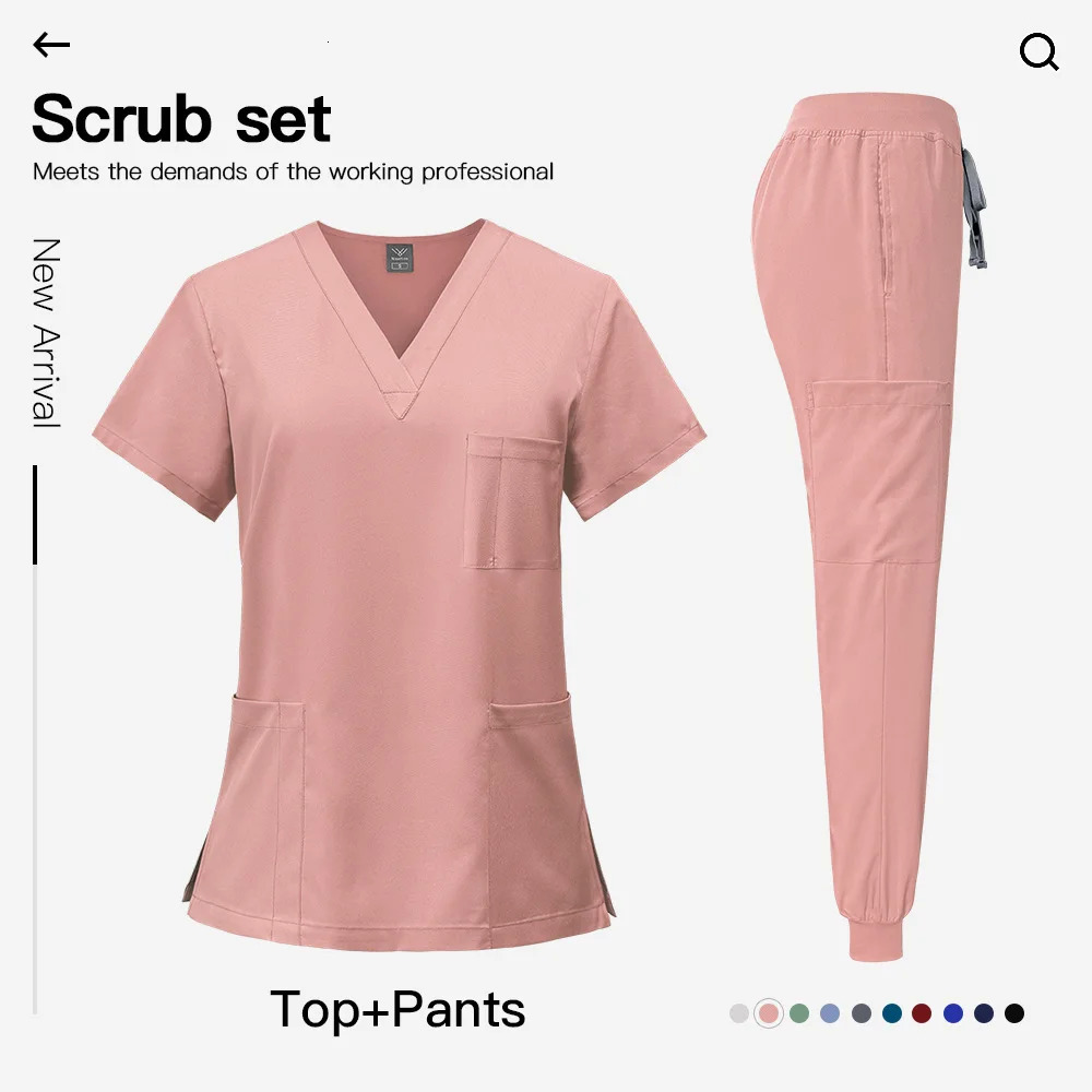 Uniforms Woman Nursing Enfermeria Sets Top Pant Articles Uniform Scrubs Clinical Beauty Salon hospital Suits 250225