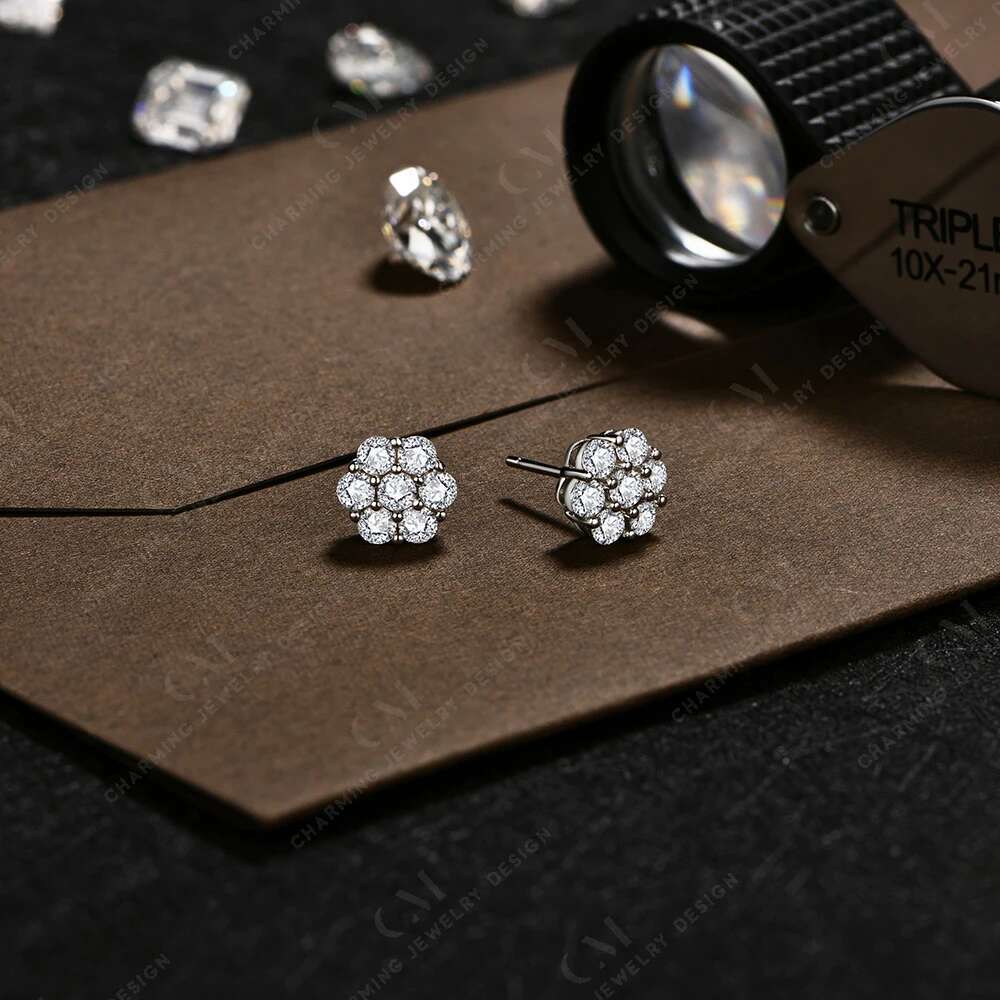 CHARMING wer Shape Round Cut Sier 2.5mm 3.0mm Sparkg Moissanite Earrings Pure10k 14k Gold for Women Fine Jewelry