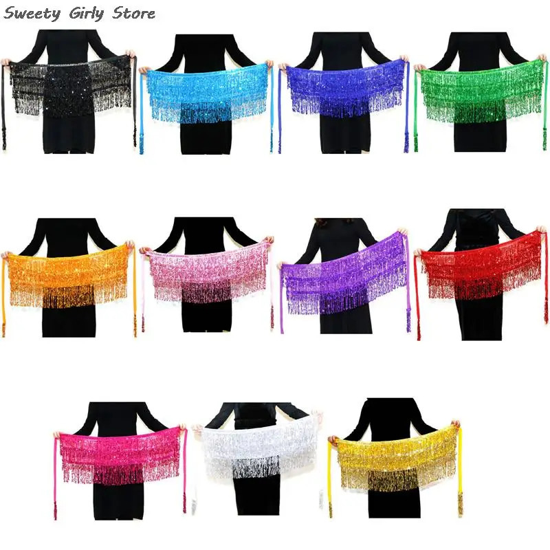 Long Tassel Chains Skirt Bohemian Clubwear Party Performance Costume Women Belly Dance Sequin Belts Indian Practice Hip Skirts 250225
