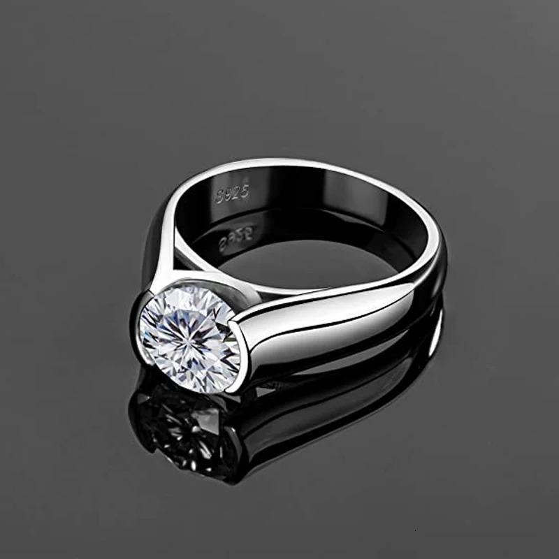 925 Sterling Silver 2 Carat Thick Arm Glossy Ring Fashion Casual High-end Light Niche Gift for Ladies and Mom 250220