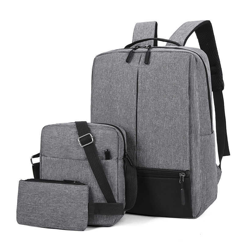 Student Backpack 3Piece Set Backpack For Men Large Capacity Business Multifunctional Usb Charging Backpack Computer Bag For Men Day Backpack Travel Ba