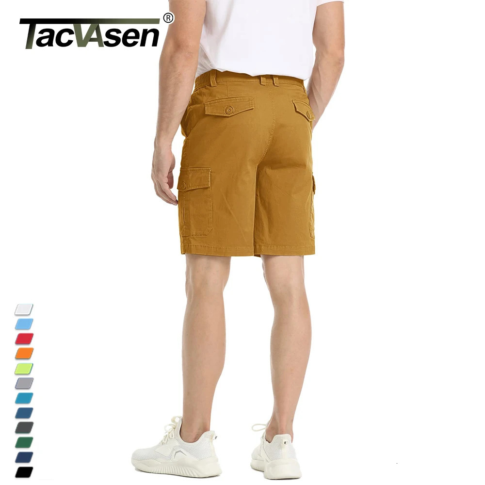 TACVASEN Summer Breathable Cotton Cargo Shorts Mens Casual Multi-pockets Twill Work Shorts Hiking Camping Short Pants Outdoor 250225