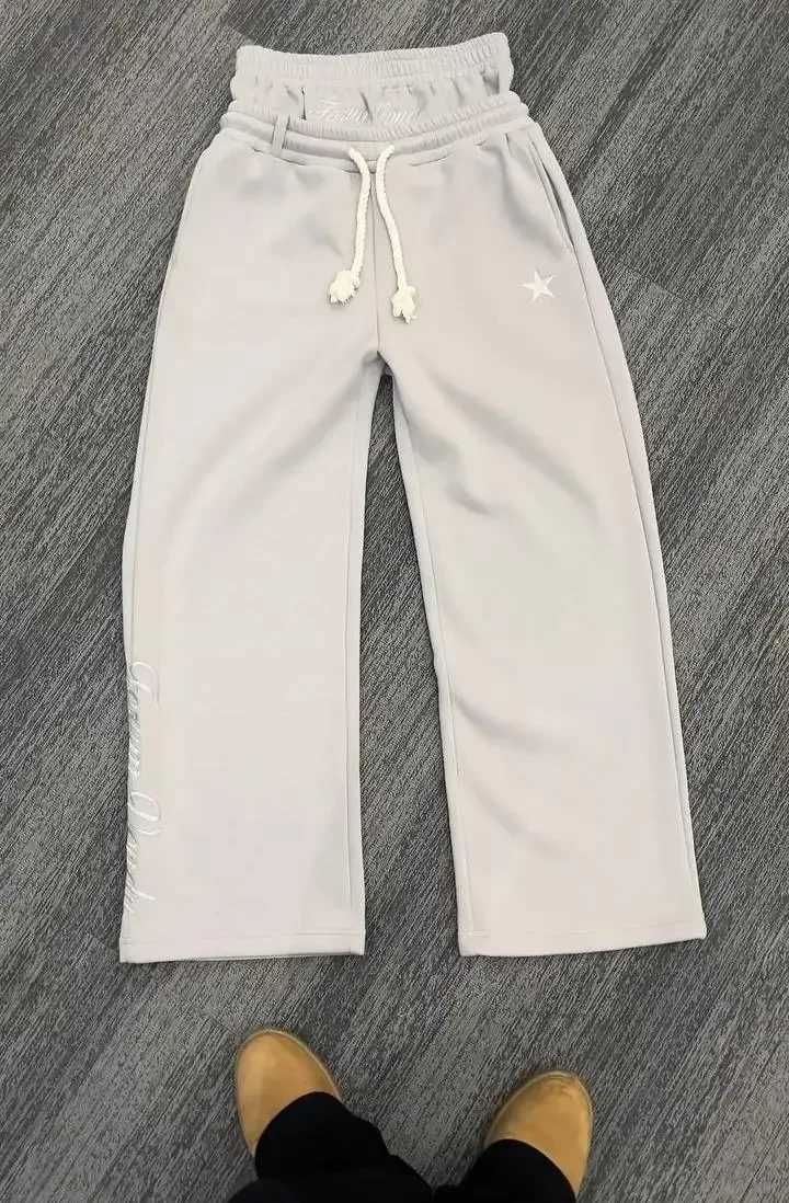Men's Pants American retro double-layer sports pants Y2K sports pants mens solid color letter pattern casual bag sports pants z250227