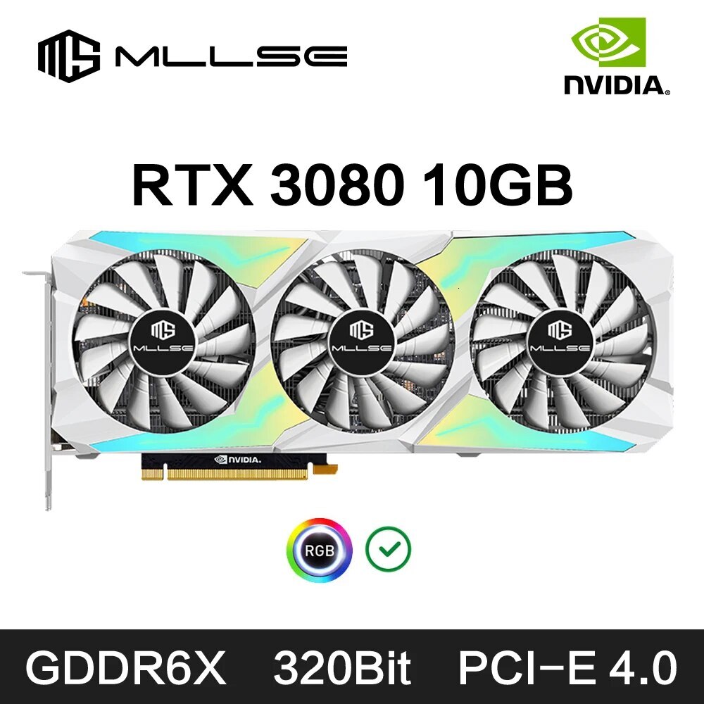 MLLSE RTX 3080 10GB Graphics Card GDDR6X 320 Bit PCI-E 4.016 8+8Pin NVIDIA GPU RGB Lighting Gaming Video Card Placa De Video