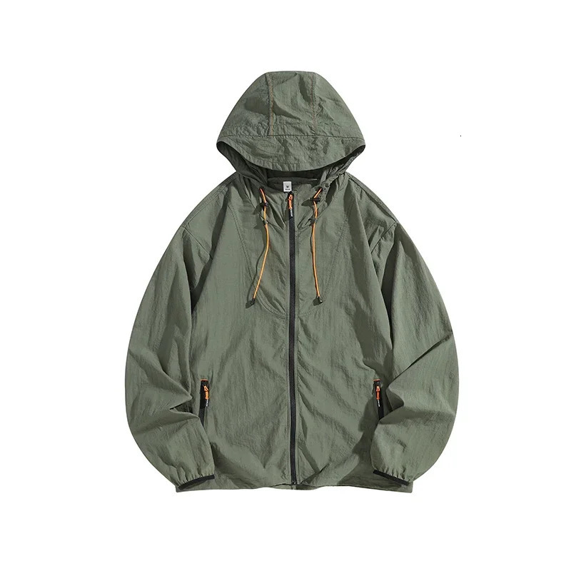 Mens sun protection jacket summer UV protection thin breathable outdoor bike sports hooded windproof mens sun protection clothing 250225