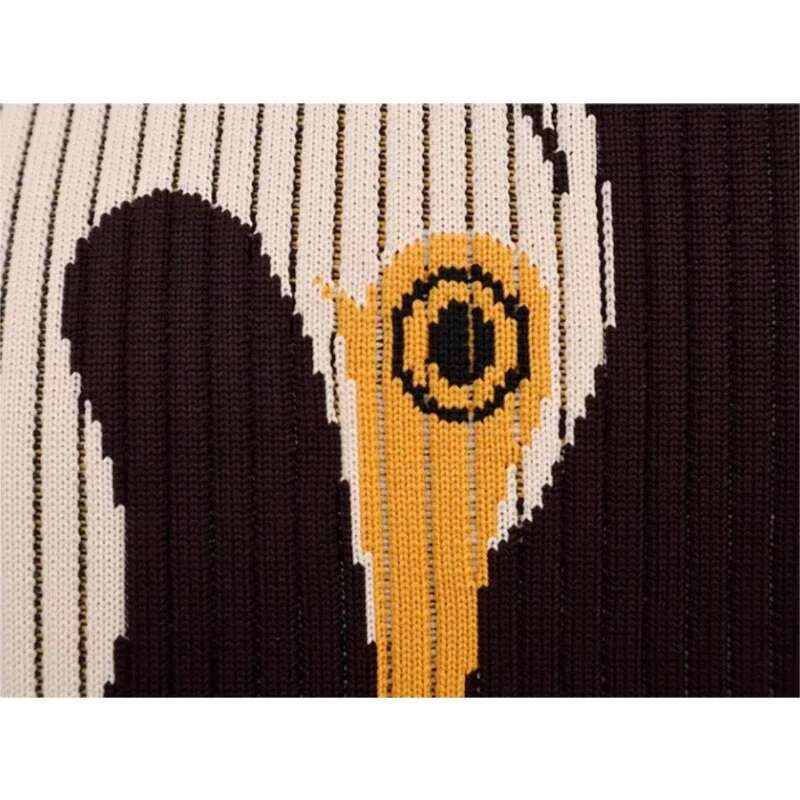 Original Designer Tote Bag Women Trend Fashion Chic Contrasting Knitted Animal Prints Handbag With Drawstring Interior Pocket