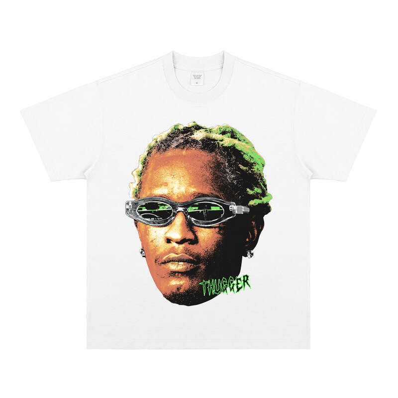 Cotton T European Code Young Thug VTG High Street Rap Hip Hop Digital Printed Short Sleeve Men's Jeff