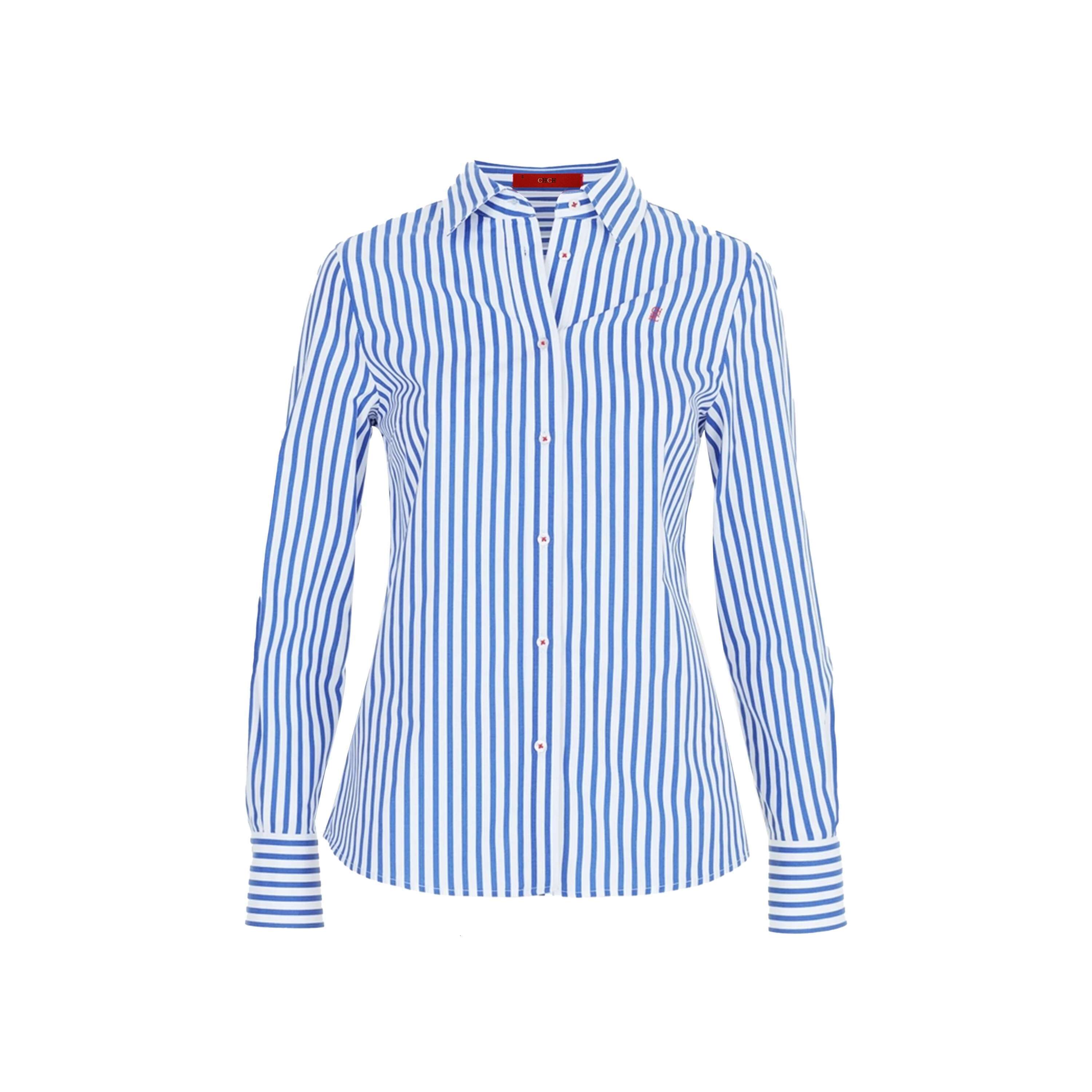 CHCH Brand New Women Slim Waist Design Blouse Vintage Embroidery Female Blouses 2024 Fashion Stripe Office Ladies Shirts