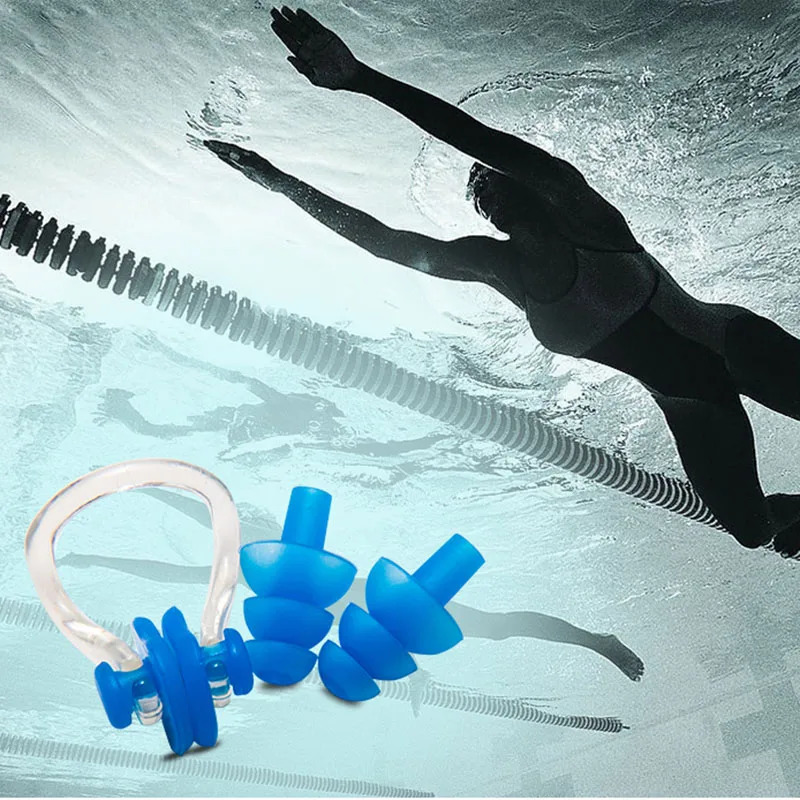 Swimming Earplugs Nose Clip Protective Waterproof Protection Ear Plug Set Surf Diving Soft Silicone Swim 250226