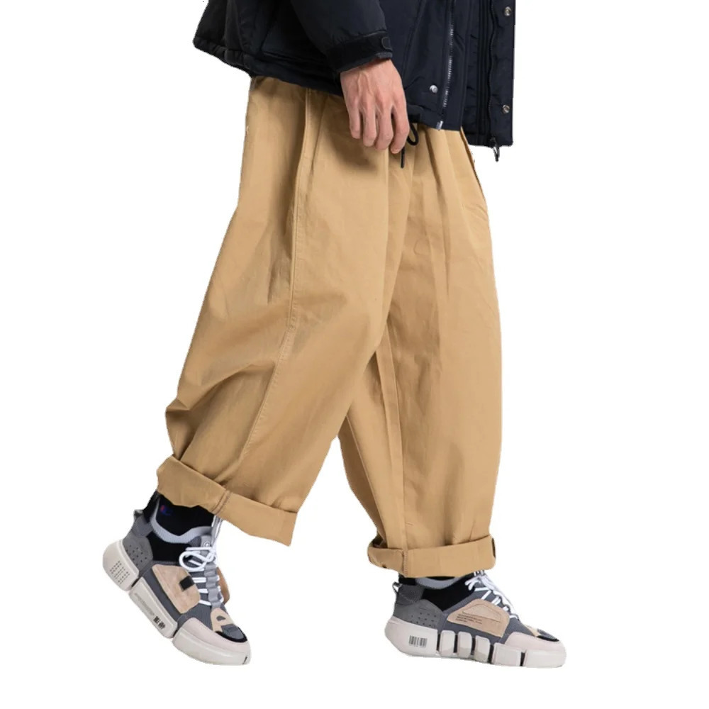 Mens Pants Spring Casual Japanese Loose Wide-leg Pants Solid Color Cargo Pants for Men and Women Streetwear Mens Clothing 250225