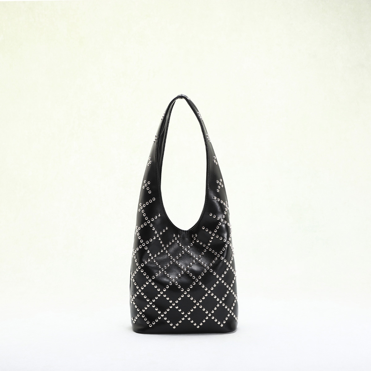 Chic Leopard Printed Ladies' Riveted Leather Tote - Casual Elegant Shoulder Carryall