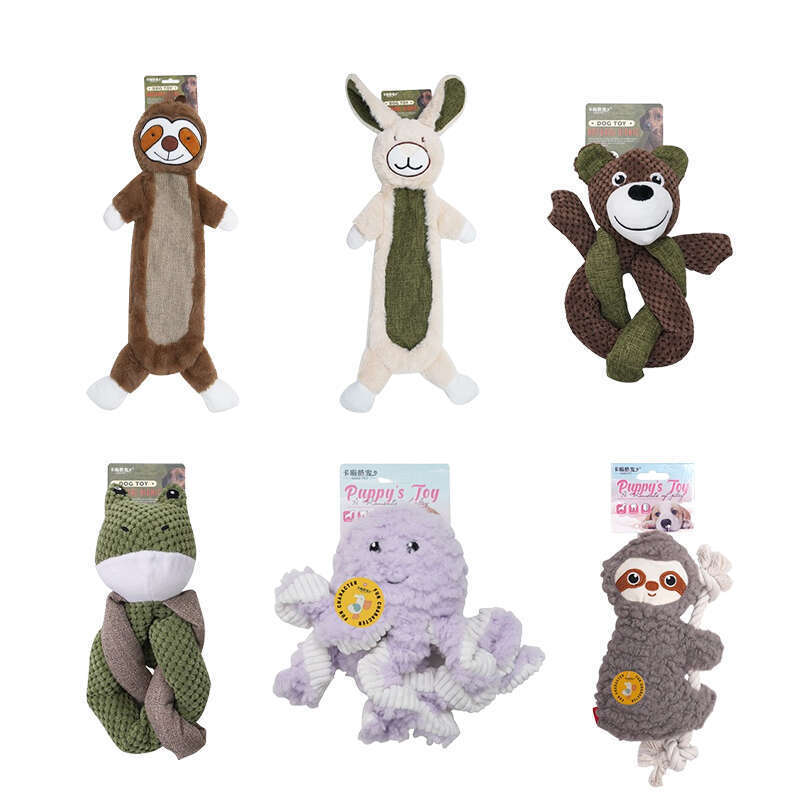 DHpet Squeaky Chew Toys for Dogs - Made of Rabbit Fur & Linen, Durable & Non - Toxic, Ideal for Medium to Large Breeds, Available in Sloth, Rabbit & B