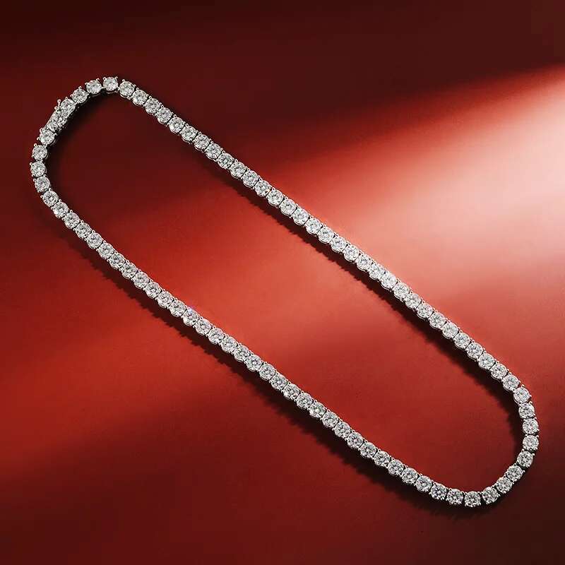 OEVAS 3MM/4MM/5MM/6.5MM Moissanite Tennis Necklace For Women Top Quality 100% Sterg Sier Sparkg Party Fine Jewelry