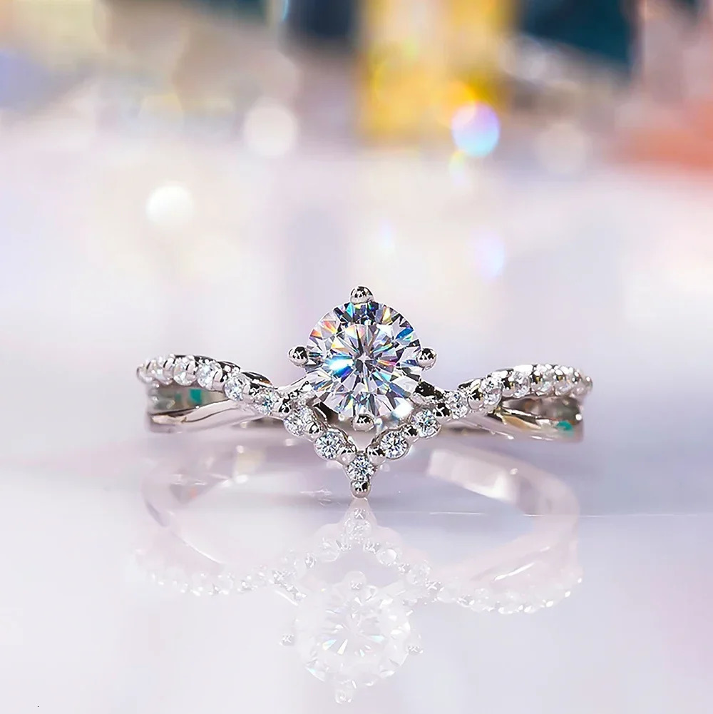 1 Carat 6.5mm Diamond Bridal Rings with Gra 925 Sterling Silver Promise Engagement Ring Wedding Band for Women KUTPF 250220