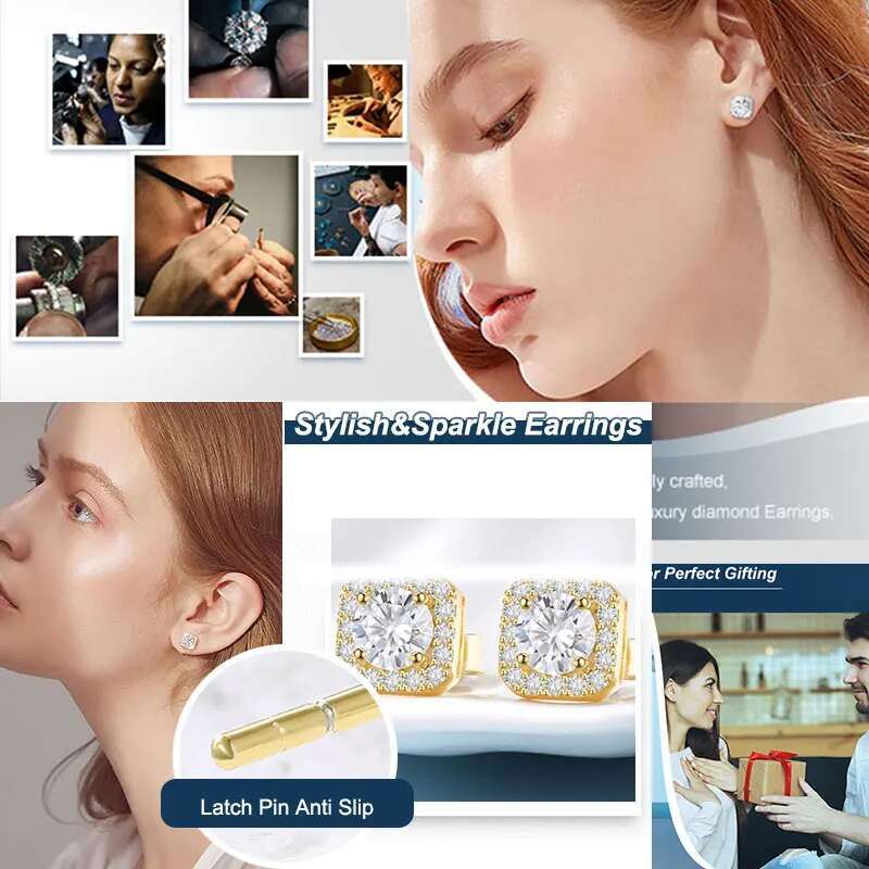 TUHE Unisex GRA Certified Earrings Sier Fine Moissanite Earring For Women Jewelry Gift