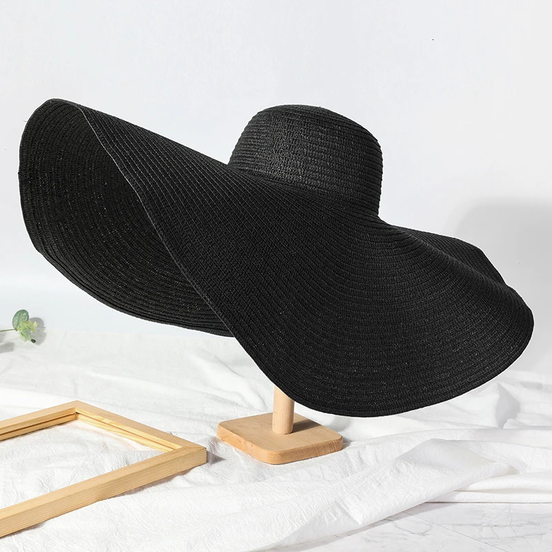 Lady Oversized 70cm Beach Hats Large Wide Brim Summer Uv Protection Sun Hat for Women Foldable Straw Wedding Hat 250218
