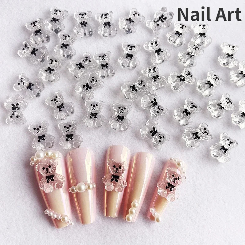 1020pcs Nail Art Cute Bear Jewelry Metal Matte 3D Candy Cartoon Crown White Diamond 250217