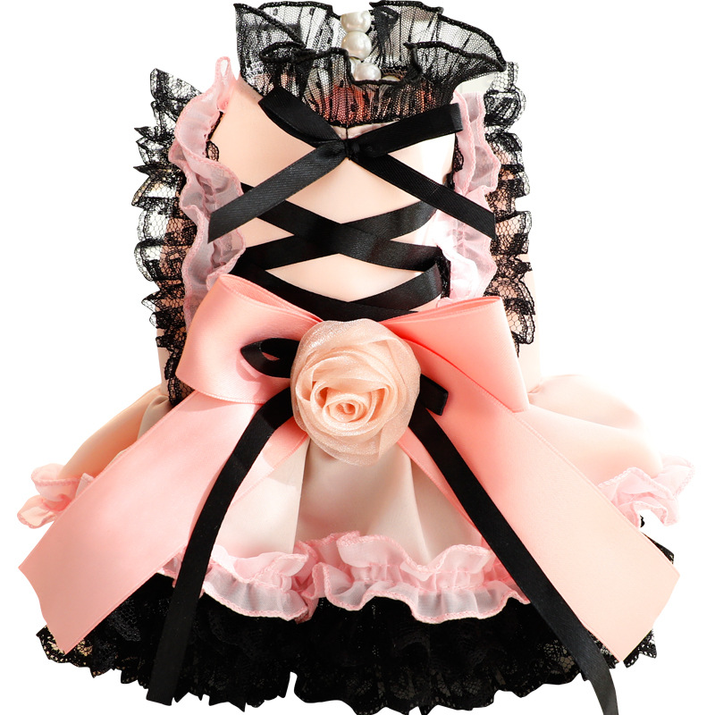 Wholesale Summer Small Dog Dress Lollita Style Chic Rose Tutu Dress For Princess Pet Clothes Supplies