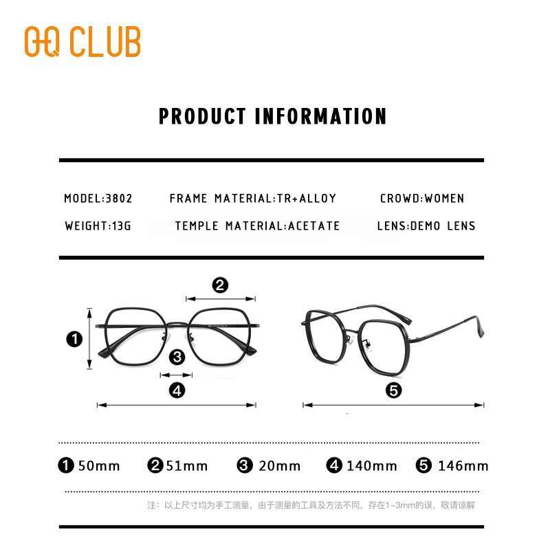 O-Q CLUB Large Square Frame Anti-Blue Light Fashion Retro Men Women Eye Protection Classic Mya Glasses Eyewear Lenses
