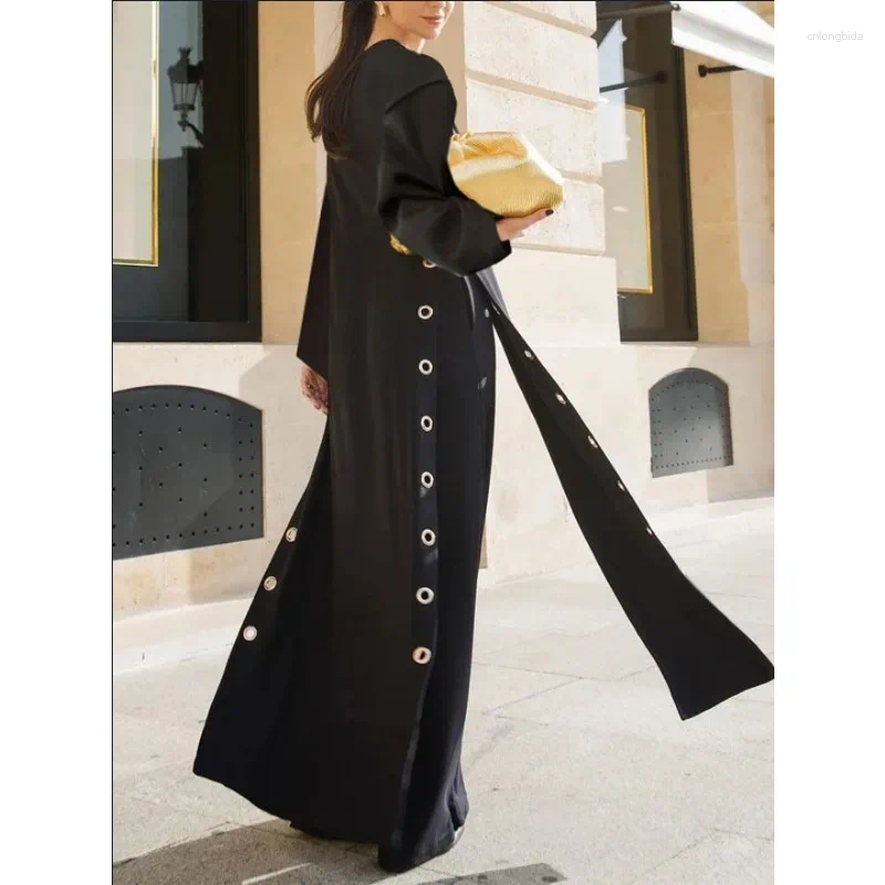 Womens Trench Coats Modigirl Women Long Outerwear Tops 2025 Autumn Winter Hollow Split-Joint Streamer Womens X-long Coat INS Y2k Style