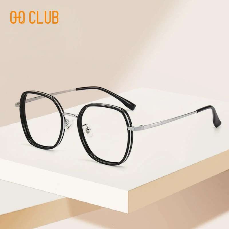 O-Q CLUB Large Square Frame Anti-Blue Light Fashion Retro Men Women Eye Protection Classic Mya Glasses Eyewear Lenses