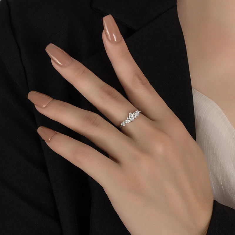 PERFANY 0.58CT Marquesss Cut Womens Ring S925 Pure Silver Laboratory Cultivate Diamond Fashion Jewelry 250220