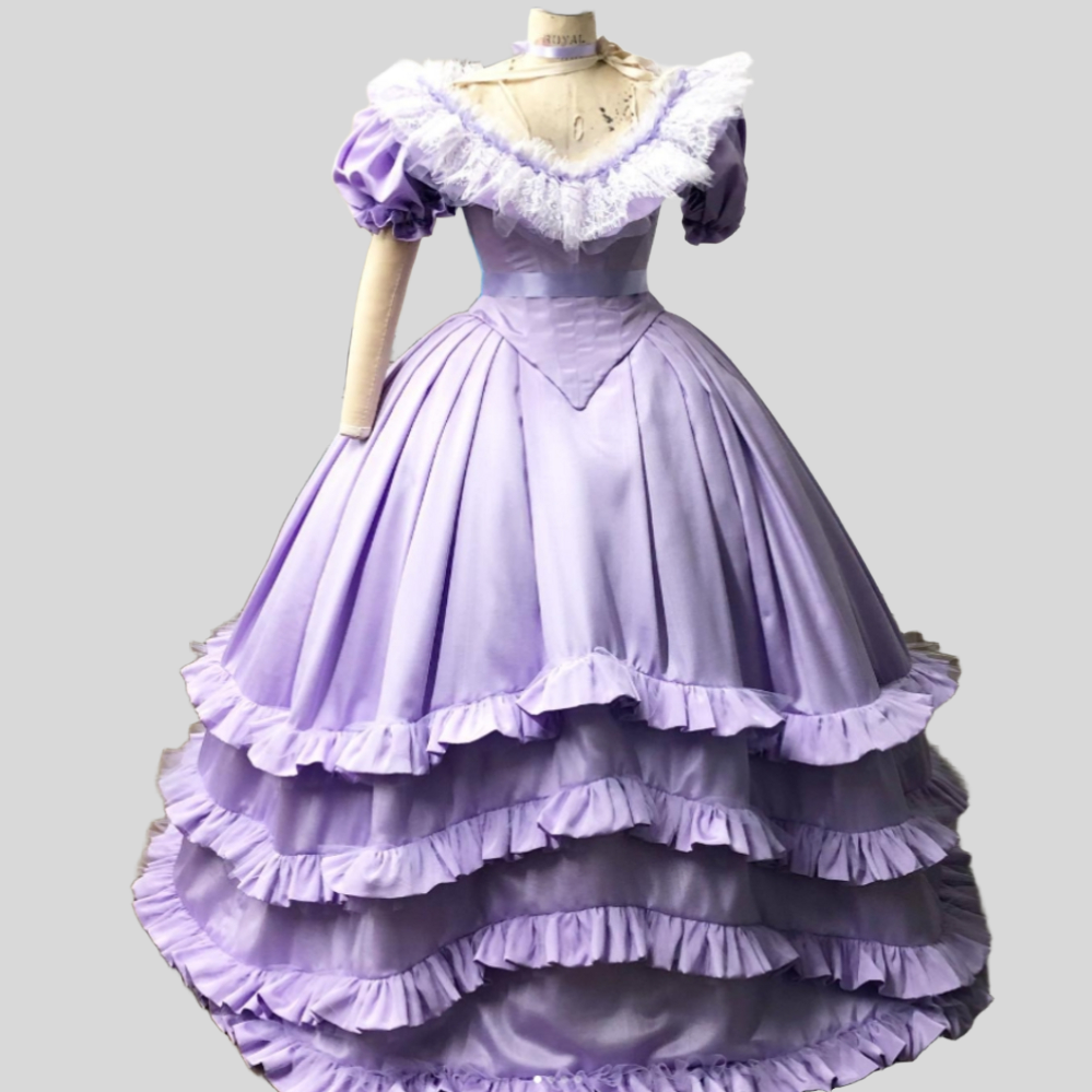 Elf Lilac Victorian Prom Dress 2025 Tiered Ruffles Costume Masquerade Evening Dresses Cosplay Lace Short Sleeve 1860s Formal Dress Lolita Halloween So