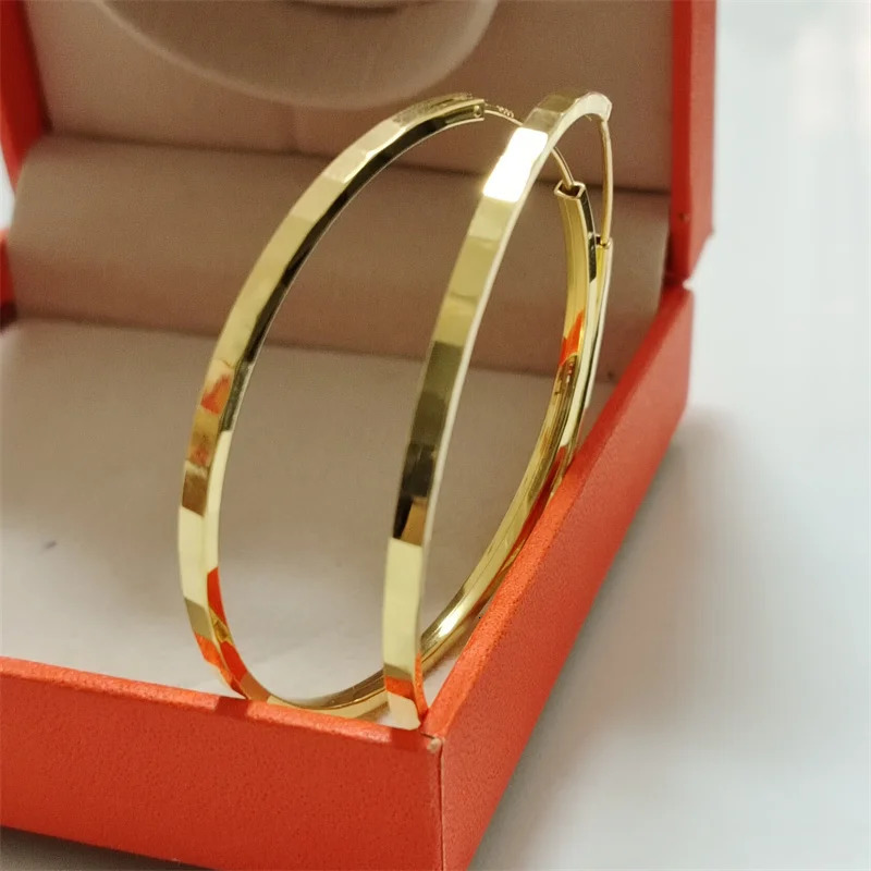 Senlissi Fashion Gold Plated Hoop Earrings For Women 925 Sterling Silver Fashion Earring 3/4/5/6CM 250225
