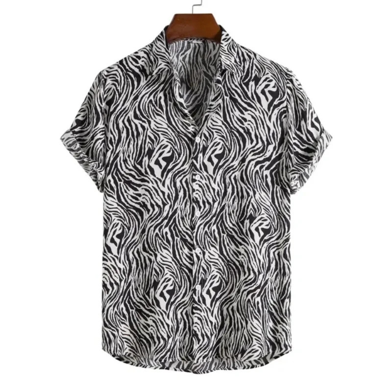 Leopard Hawaiian Sexy Floral Male Camisa Slim Fit Short Sleeve Party Beach Casual Mens Shirts For Man Clothing Social Retro 250226