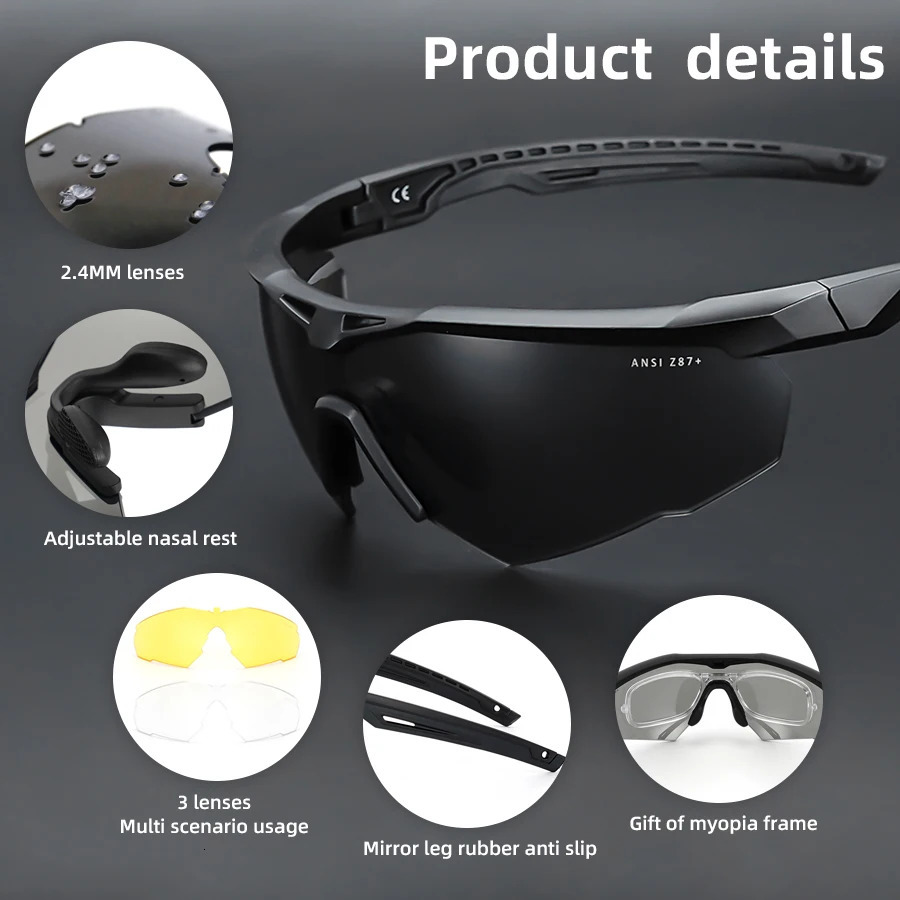 Tactical goggles set windproof and dustproof CS military shooting bulletproof sunglasses motorcycle mountain glasses 250222