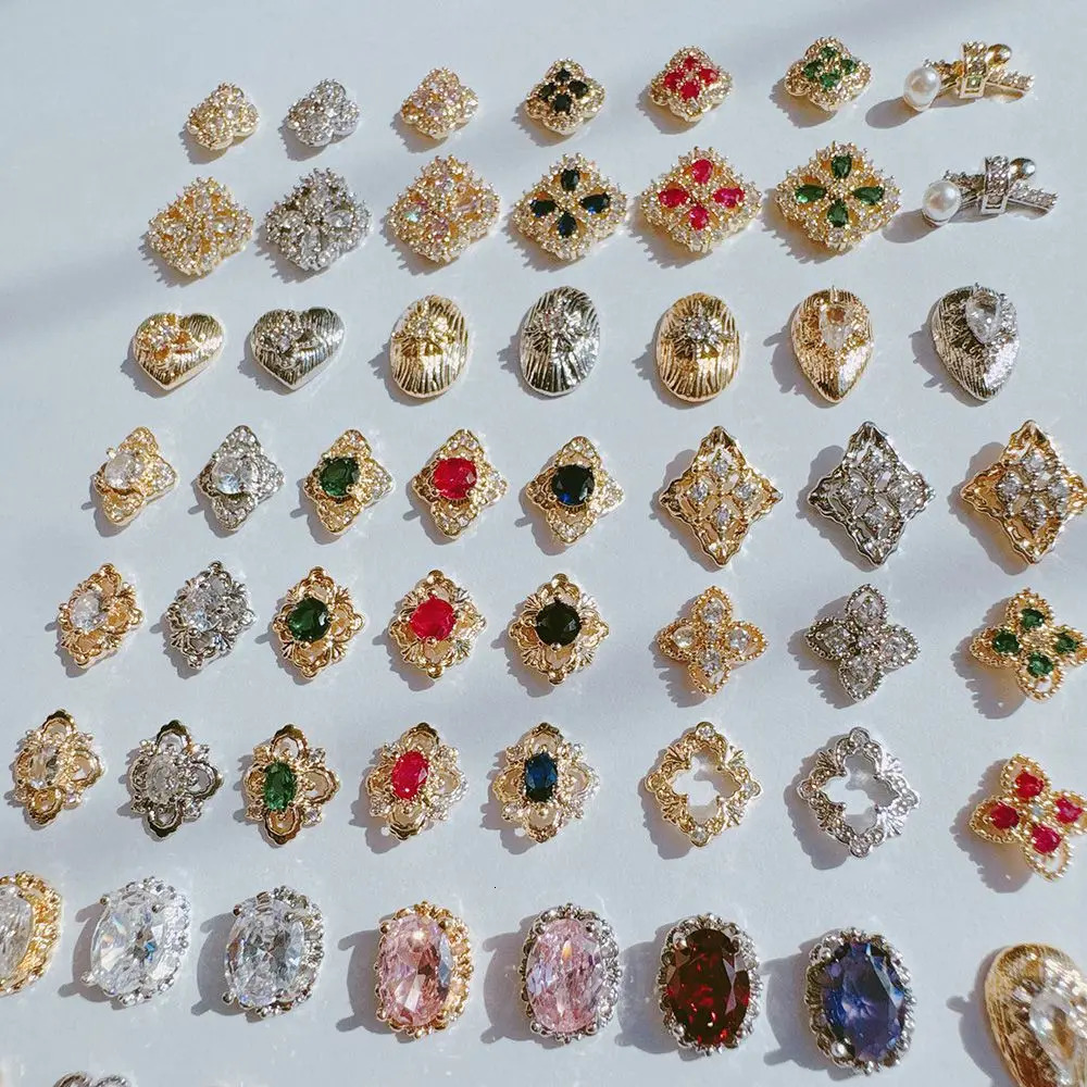 10pcs Flowers Cross Heart Oval Star Nail Art Parts Zircon Crystal Manicure Nails Accessories Supplies Decorations Charms 250217