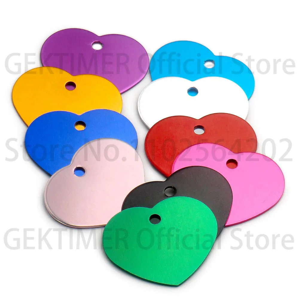 100Pcs Aluminum Keychain Accessories Heart Tags Custom Key Chains Personalized ID Name Pendant Necklace DIY Making Accessories 250221