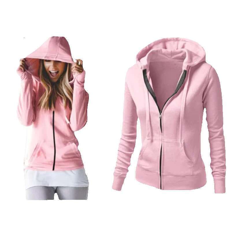 Wholesale Solid Color Hot Sale Sweatshirt Ladies Hoodie Long Sleeve Zipper Custom Women's Hoodies