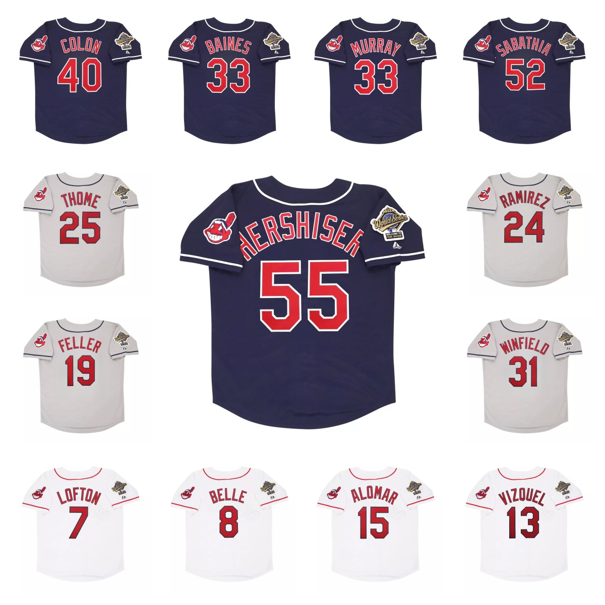 Kenny Lofton Albert Belle Omar Vizquel Sandy Alomar Bob Feller Juan Gonzalez Manny Ramirez Jim Thome