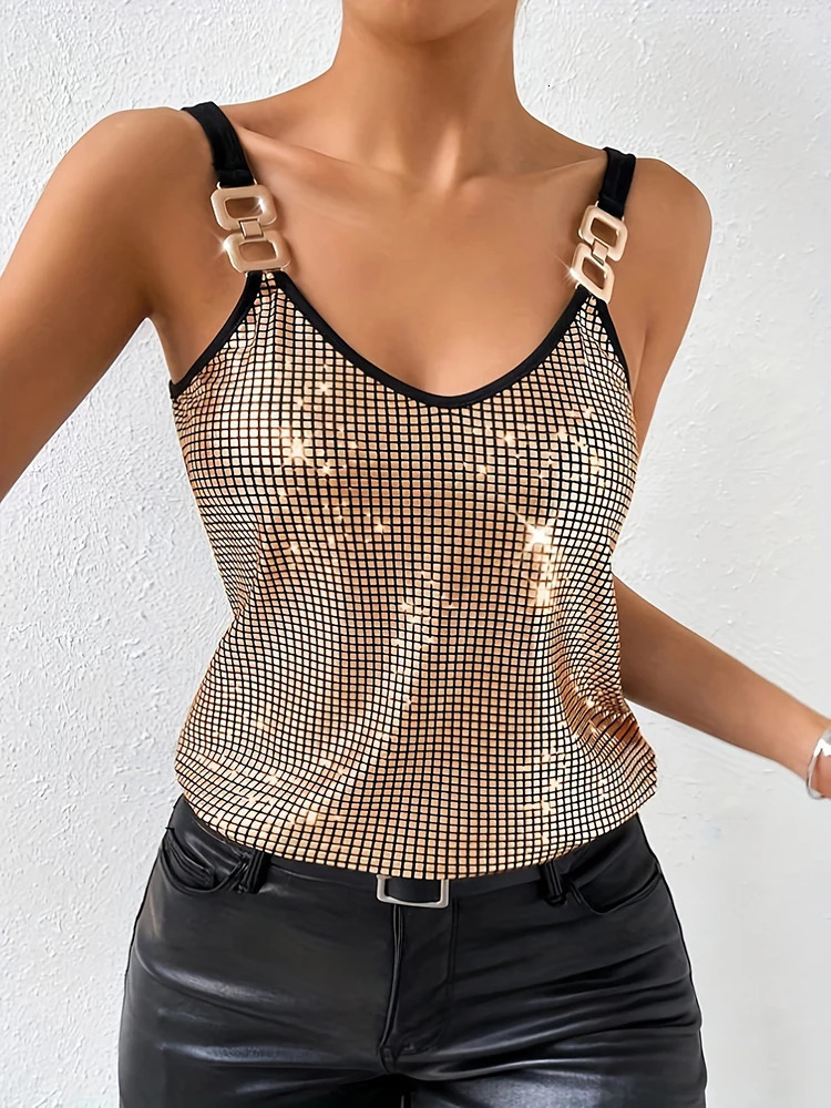 Women Sleeveless Sequined Nightclub Tank TopTanks CamisWomen Sexy Tank TopWhite Tops For Women2000s Clothes Y2k For Women 250225