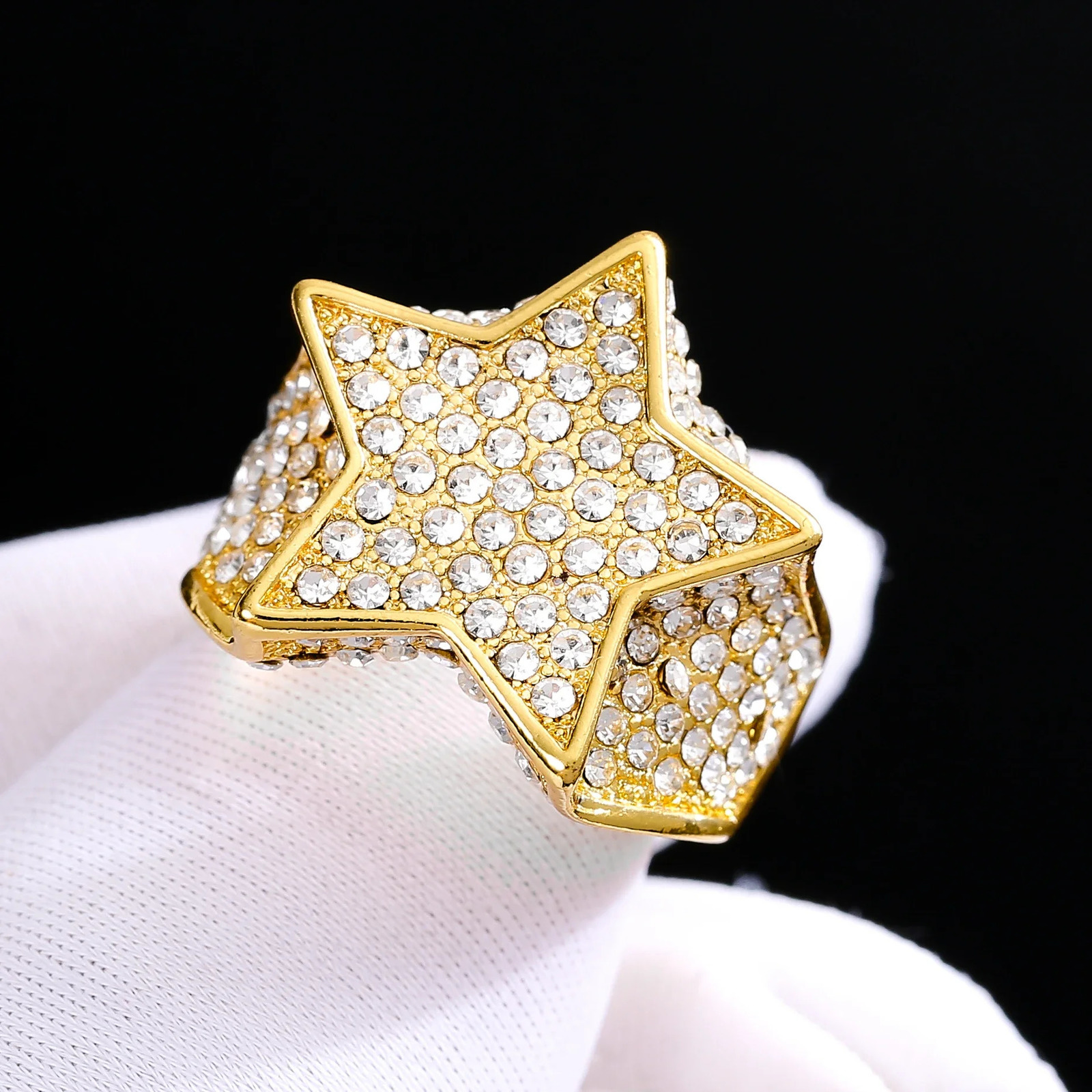 Milangirl Hip Hop Rock Five Star Rings Men Women Rhinestones Zircon Pentagram Rings Women Wedding Party 250225