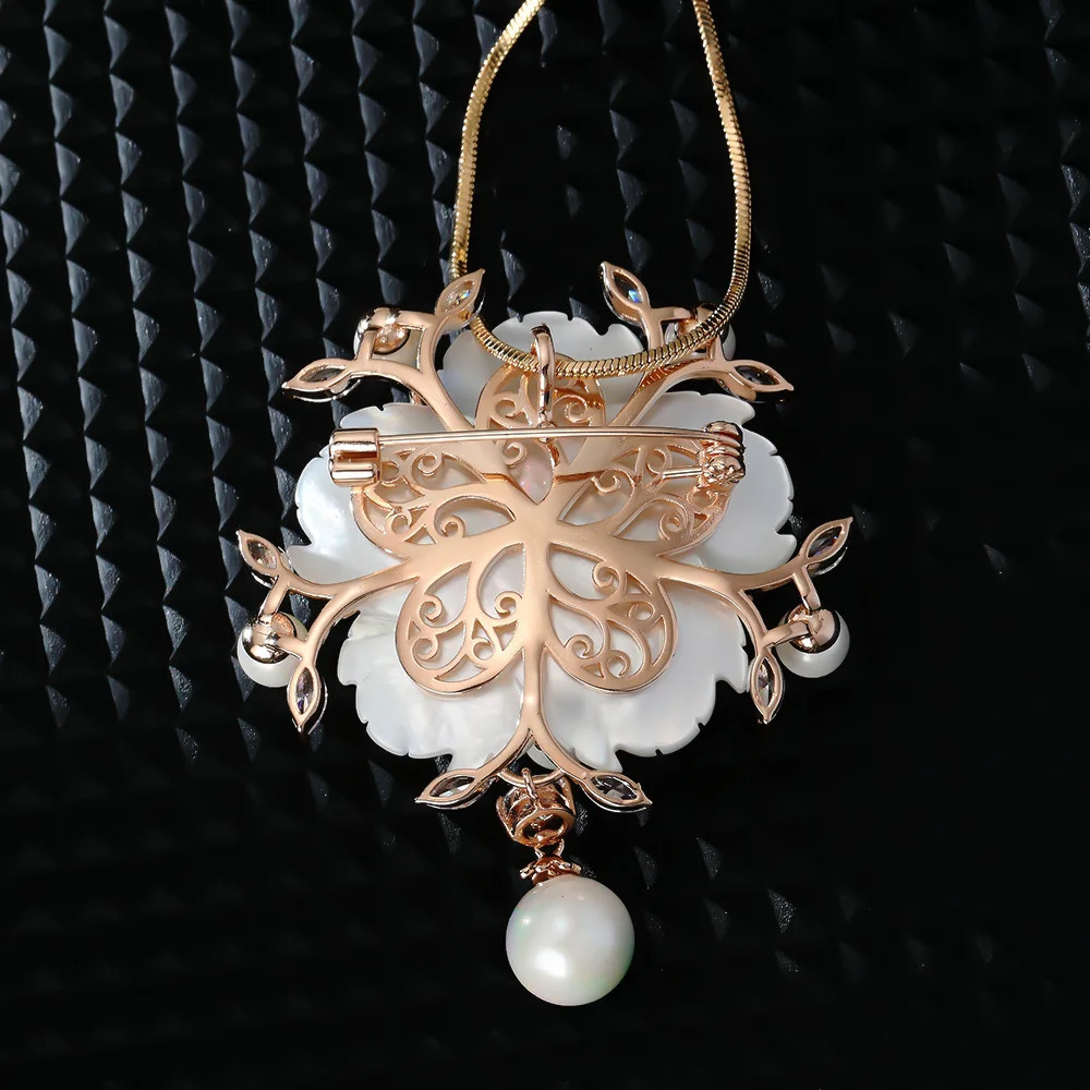 Versatile Natural Shell Rose Brooch Mother Shell Flower Brooch Coat Suit Accessories Wholesale 250225