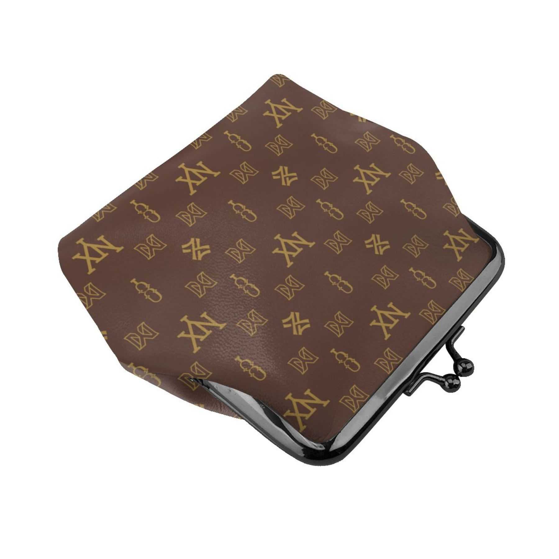 NXY Vintage Ladies Kiss Lock Design Coin Purse Leather Mini Wallet Clutches Bag Brown Change Purse Coins Organizer Pouch For Women Hip