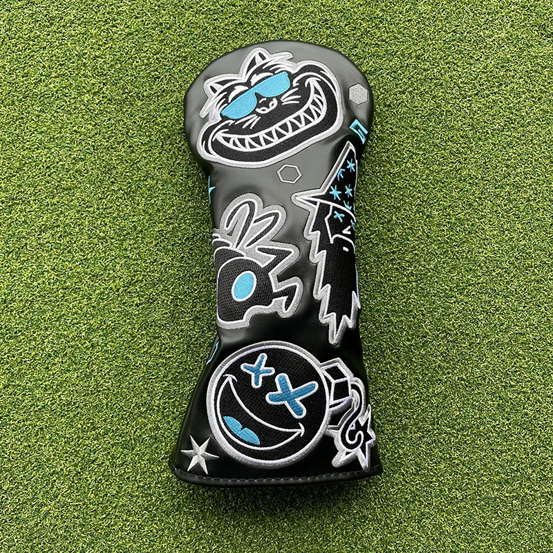 Fashion Bugs Wizard Golf Club Head covers Cute cat Driver Woods Hybrid Waterproof leather Golf club head protective sleeve cover 250226