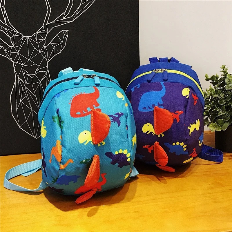 Infant Baby Dinosaur Safety Harness Backpack Toddler Kids Canvas Leash Anti-lost Kindergarten Bag Children Animal Schoolbags 250226