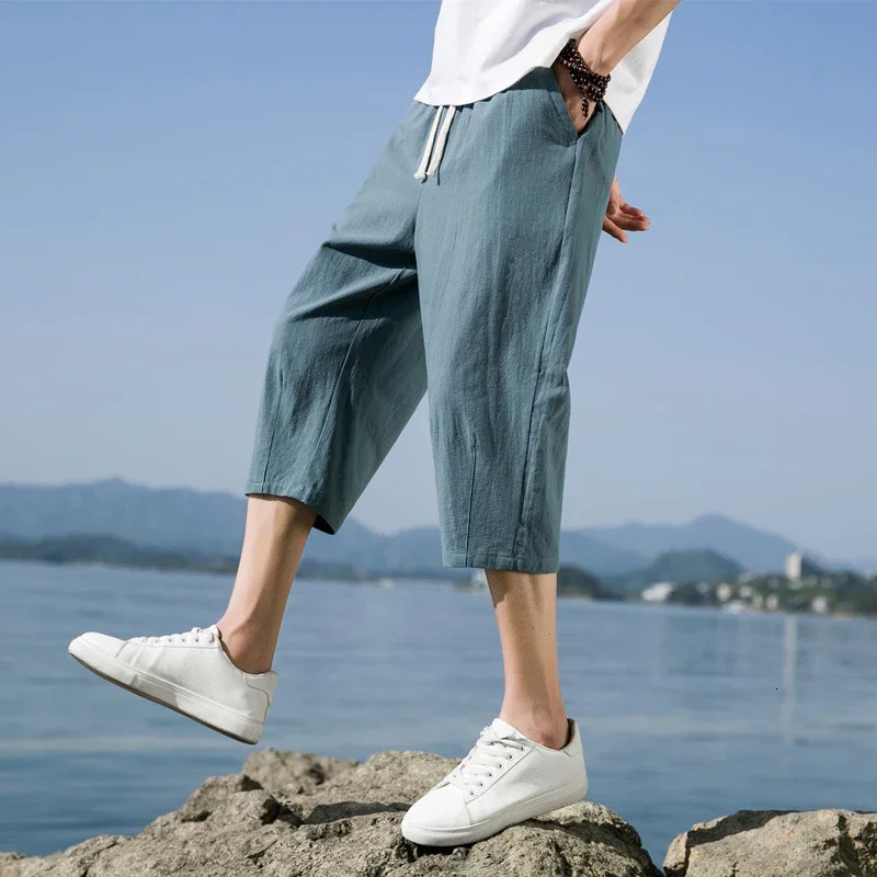 Summer Casual Linen Short Pants Cotton Straight Mens Lightweight Shorts Large Solid Color Gym Fifth Beach Short Pants 250225
