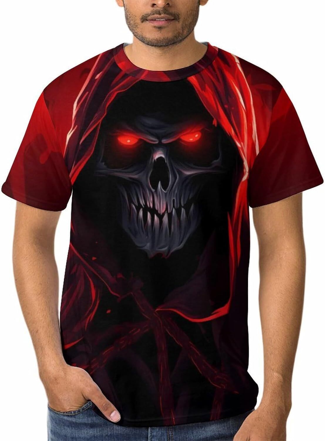 Mens T shirt Men's Grim Reaper Skull Print Tee Shirt Novelty Western T-Shirt for Men Casual Short Sleeve Crew Neck Tops tee Casual tops summer cl
