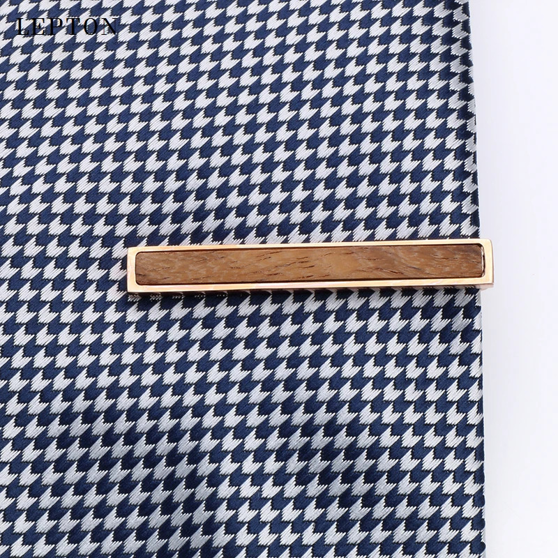 High quality Tie Bar Wood For Mens Tie clips High-grade hedgehog sandalwood Mens Business Wedding Tie Clip Cuff links 250225