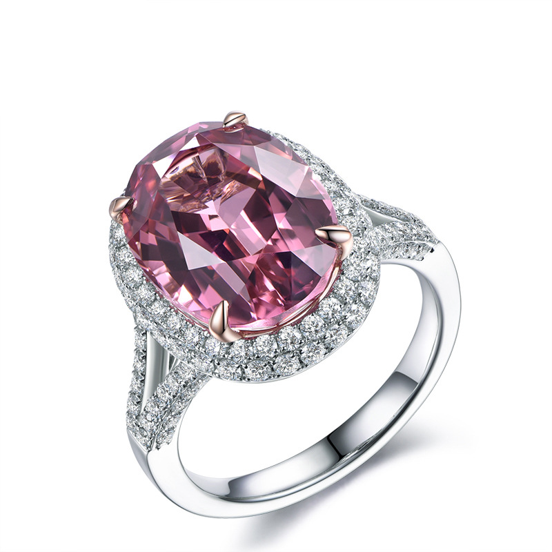 25 Gorgeous Luxury Jewelry Wedding Designer Rings 925 Sterling Silver Large Oval Cut Multi Color 5A Cubic Zircon CZ Diamond Gemstones Party Eternity W