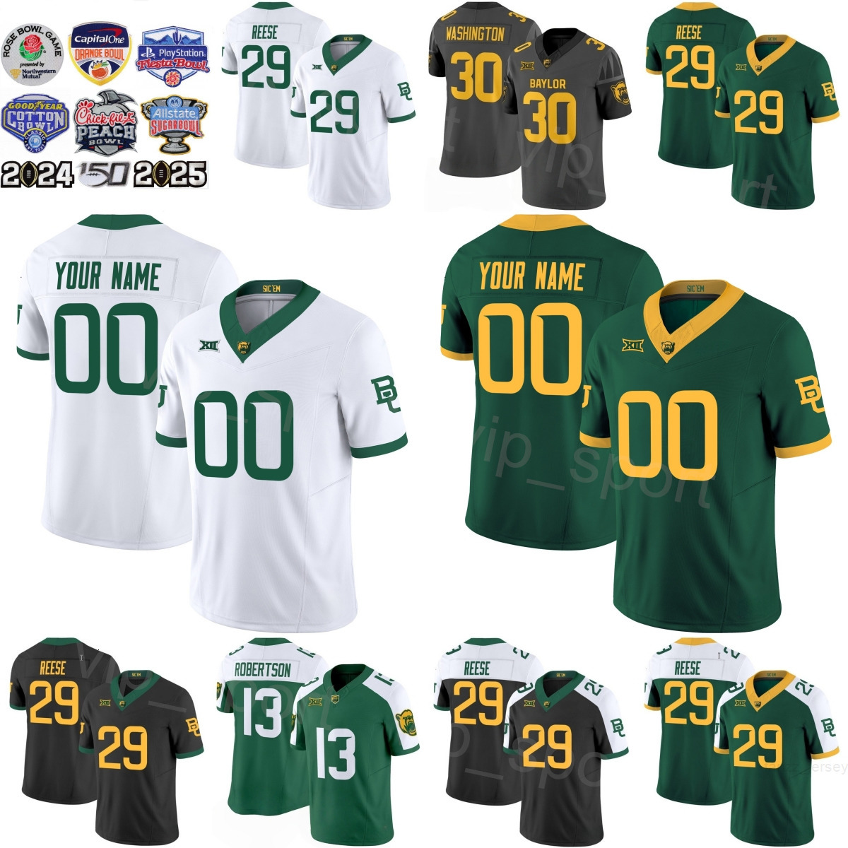 2025 College Baylor Bears Football 13 Sawyer Robertson Jersey University 35 Dawson Pendergrass 29 Richard Reese 34 Josh Cameron 6 Ashtyn Hawkins Mans Kids Woman